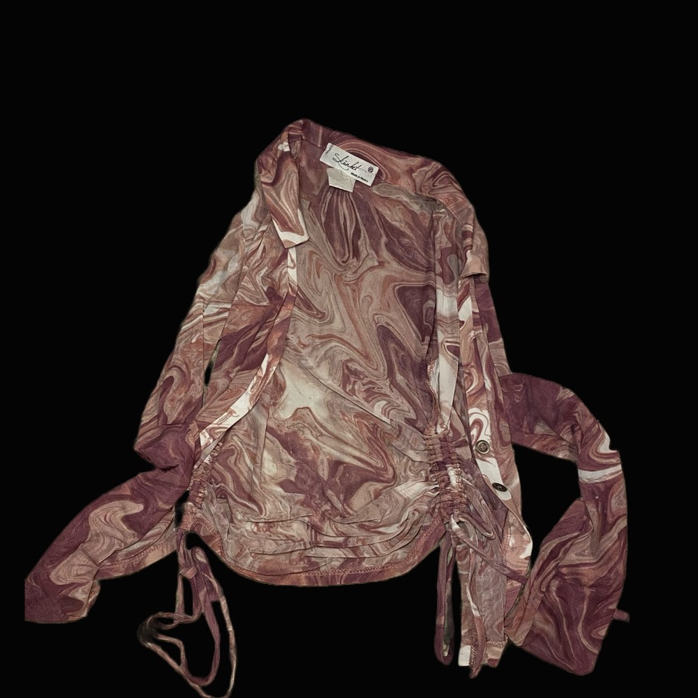 Skönhet Pink Marble Mesh Shirt